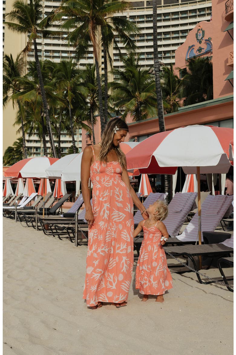 Kids' Little L Menorca Smocked Bodice Sundress, Alternate, color, SHELL OR HIGH WATER