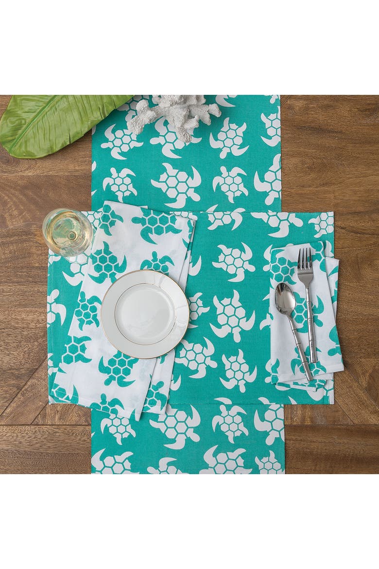 Beachy Turtle Cotton Placemats Set of 6, 13" x 19", Alternate, color, Blue