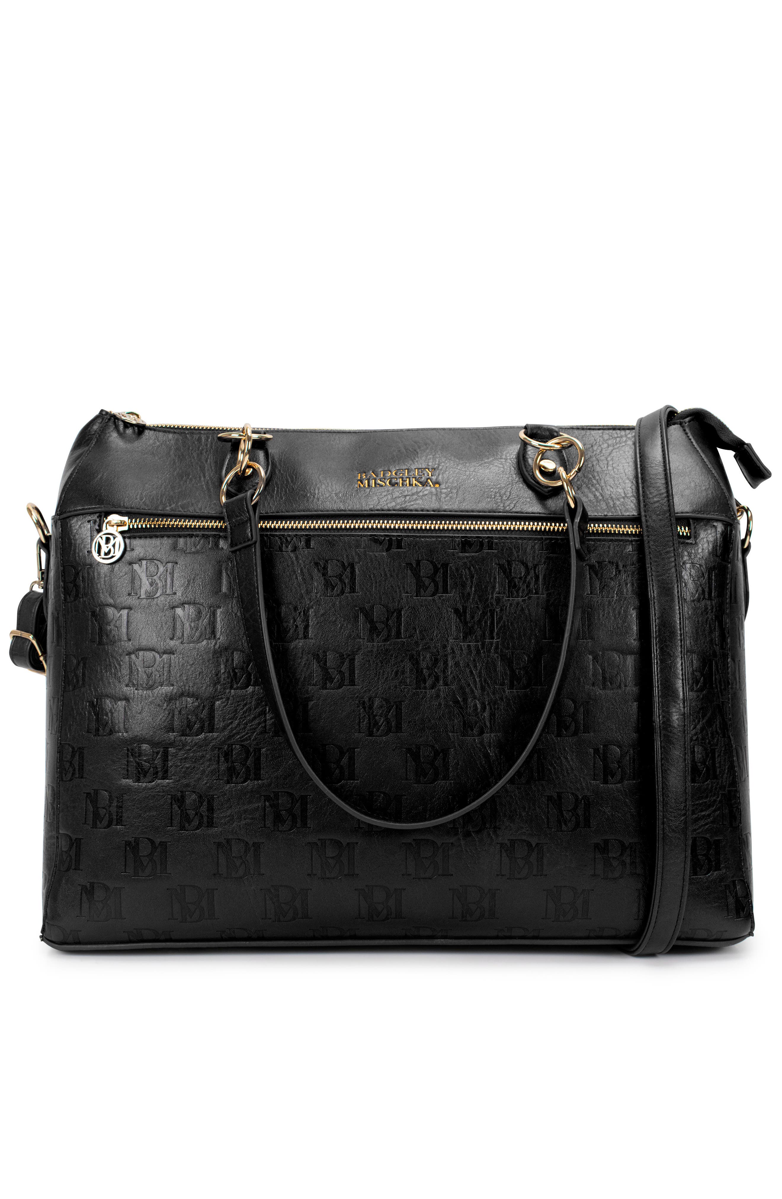 BADGLEY MISCHKA Madalyn Vegan Leather Weekender Duffel Bag, Main, color, Black