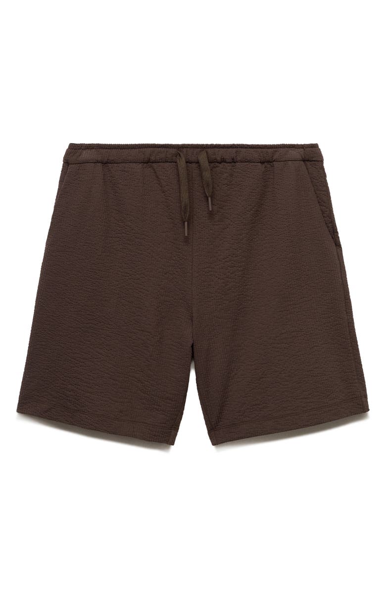 MANGO Drawstring Seersucker Shorts, Alternate, color, 