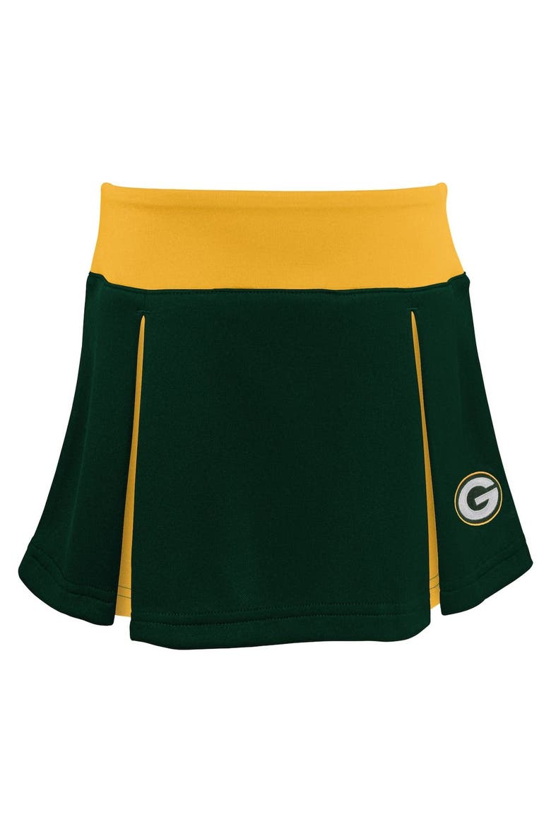 Girls Toddler Green Green Bay Packers Spirit Cheer Three-Piece Cheerleader Set, Alternate, color, Green