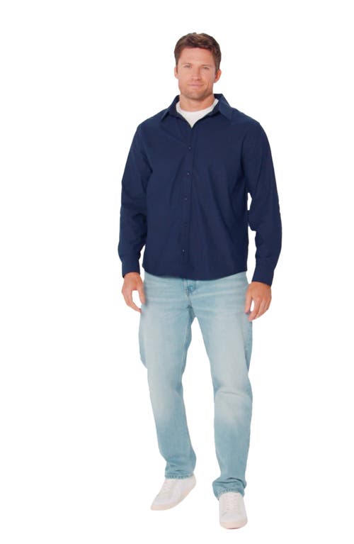 Fabletics The Don Long Sleeve Button Up In Blue