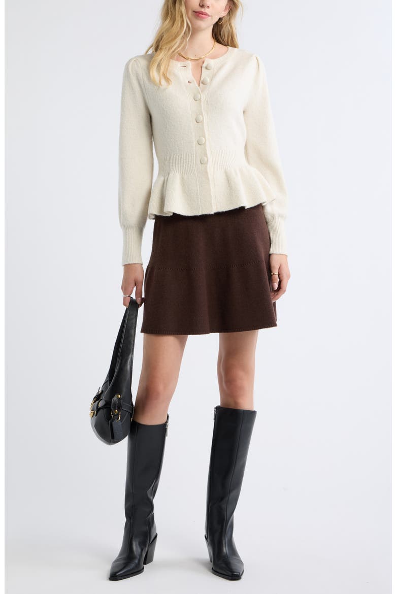 Wool & Cashmere Miniskirt, Alternate, color, BROWN CHICORY