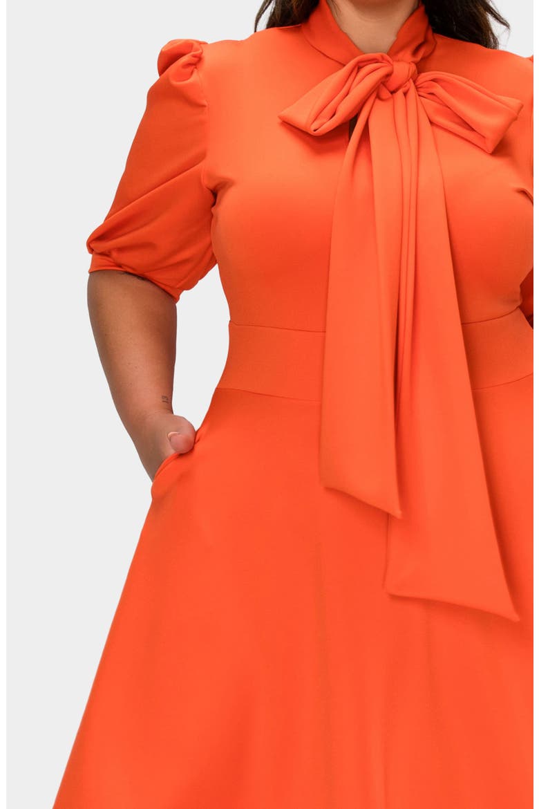 Carina Donna Fit & Flare Midi Dress, Alternate, color, ORANGE NEW