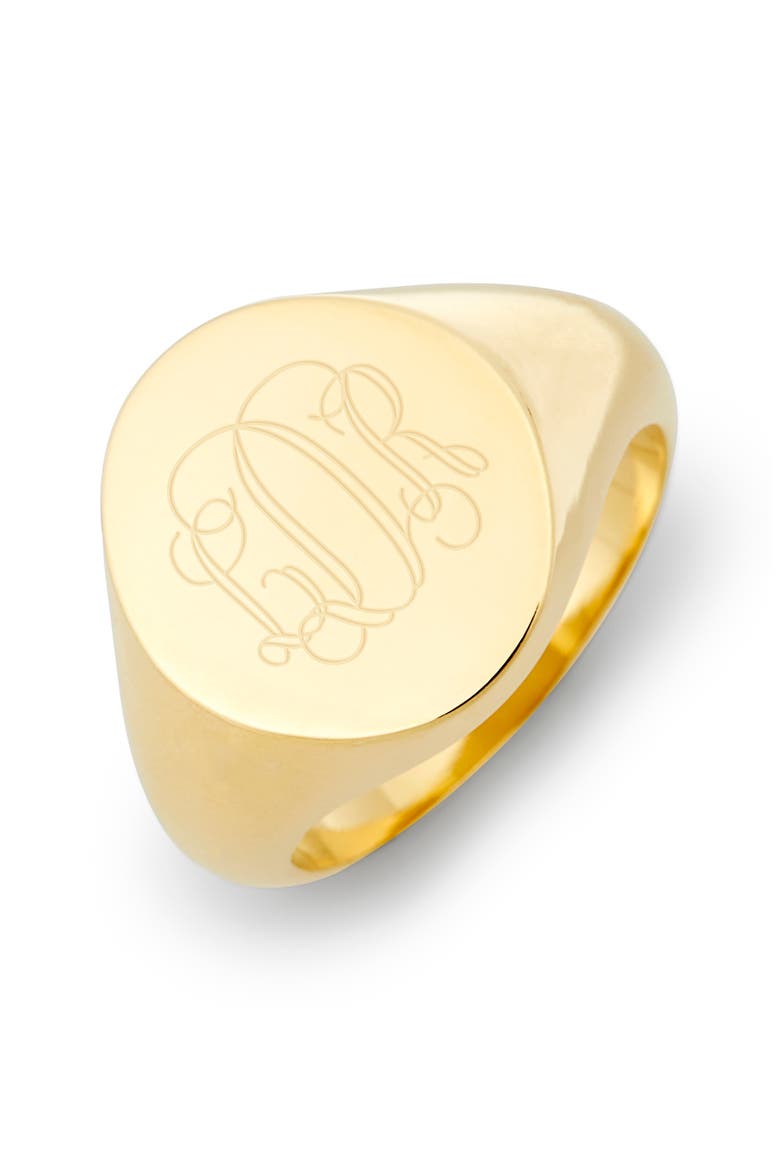 Claire Personalized Monogram Signet Ring, Main, color, GOLD