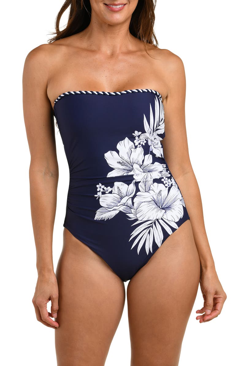 La Blanca Mariner One-Piece Swimsuit, Alternate, color, Indigo