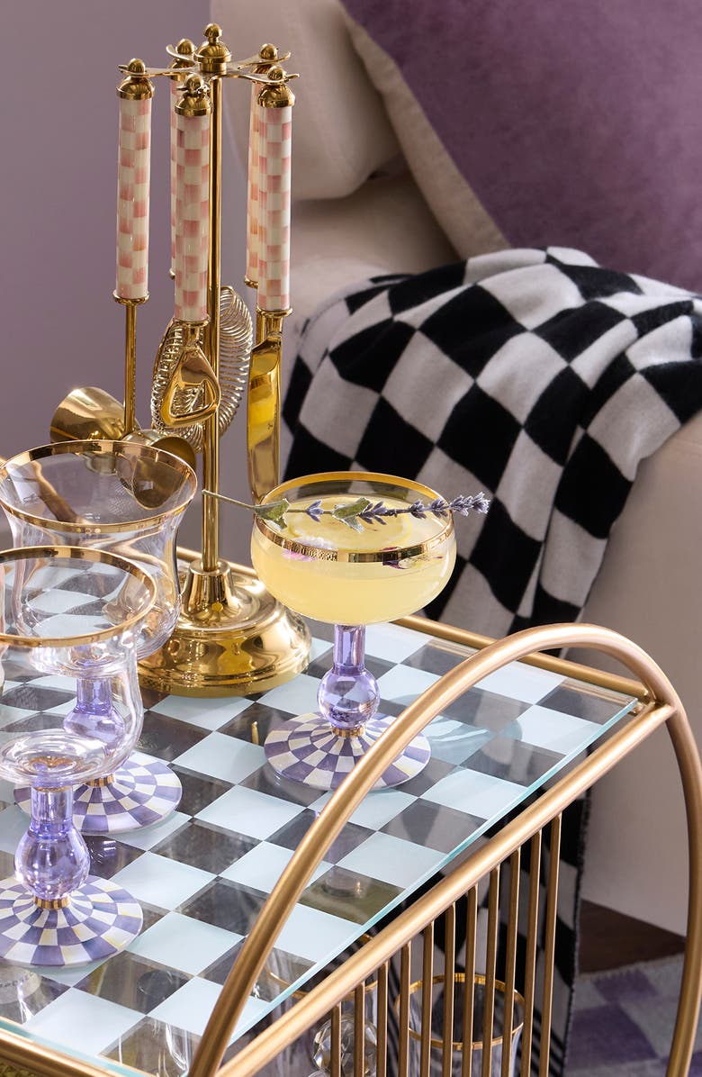 MACKENZIE CHILDS Violet Check Coupe Glass, Alternate, color, Violet