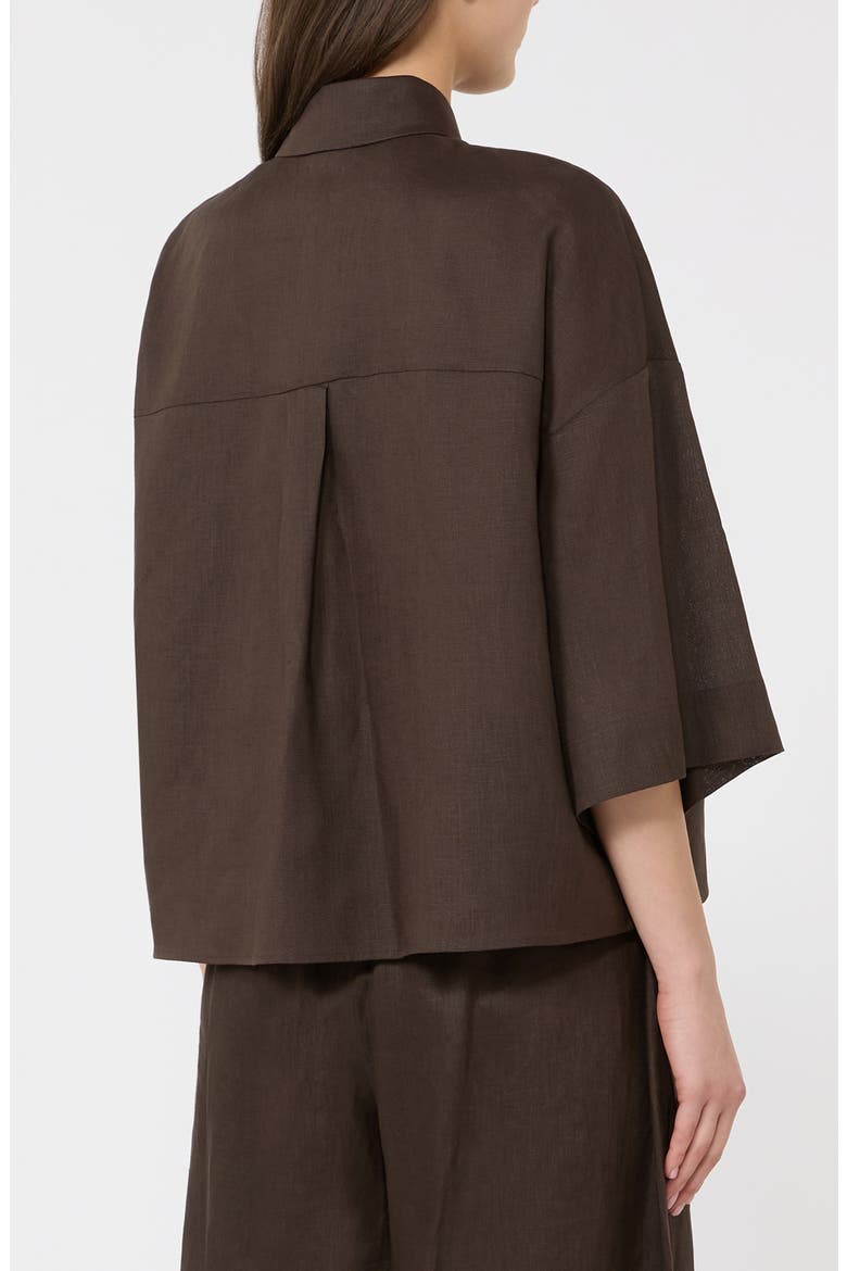 Linen Shirt, Alternate, color, DARK BROWN