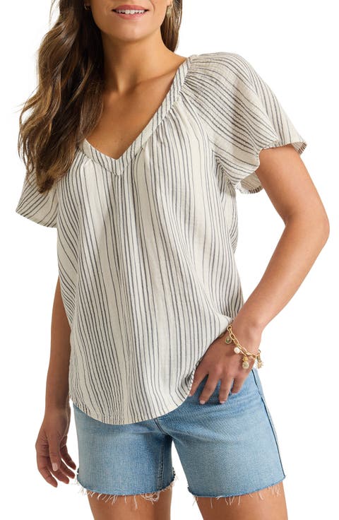 Luminous Tide Flutter Sleeve Cotton Top