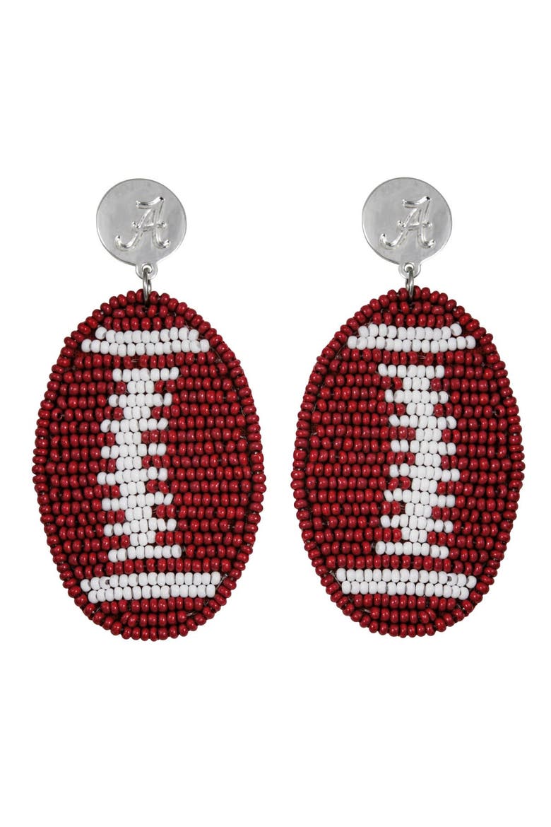 Alabama Crimson Tide Touchback Earrings, Main, color, Silver