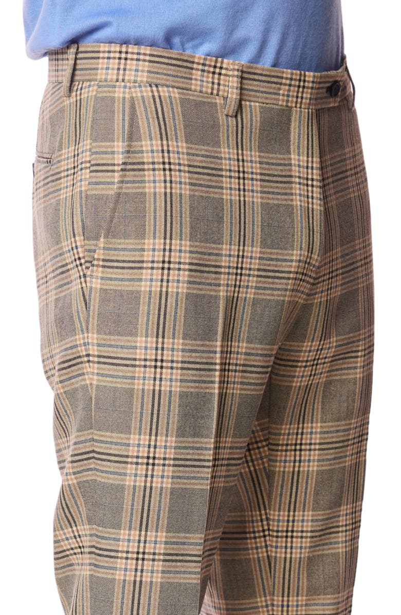 PAISLEY & GRAY Downing Slim Fit Flat Front Check Dress Pants, Alternate, color, Blue Grey Check