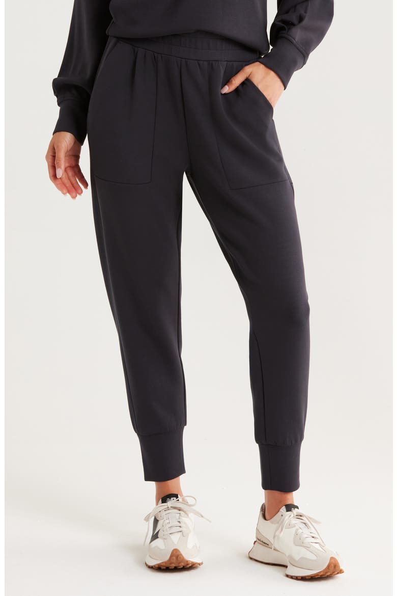 Soft Luxe High Waist Joggers, Main, color, BLACK
