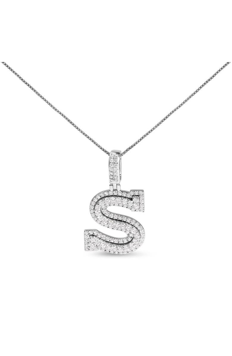 Haus of Brilliance .925 Sterling Silver 1 1/10 Cttw Round Lab-Grown Diamond "S" Pendant Necklace, Main, color, White