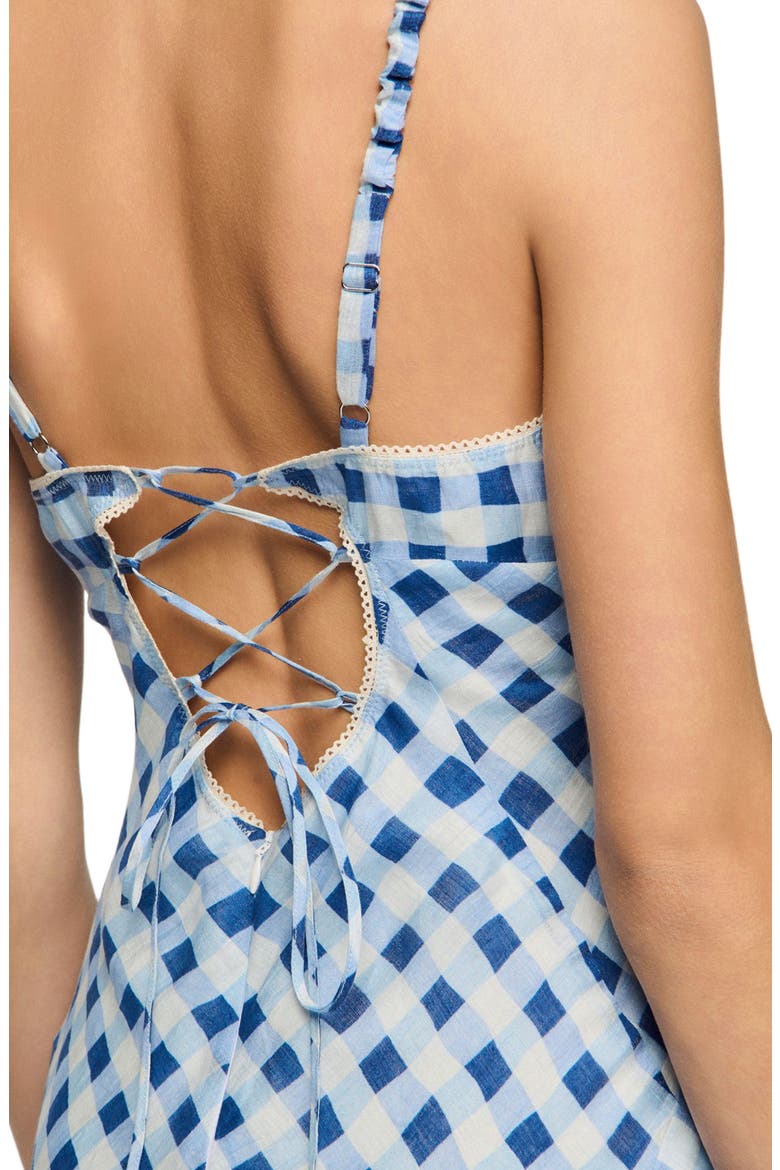 Gingham linen maxi dress, Alternate, color, Blu / white