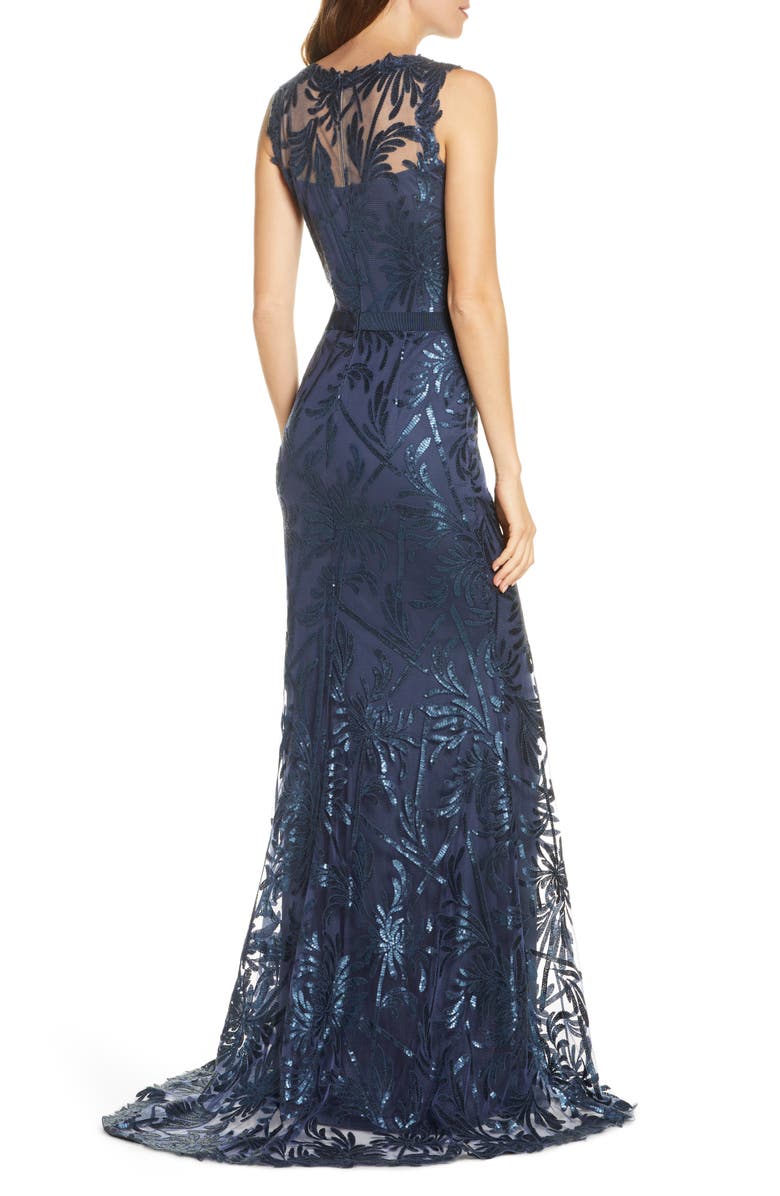 Tadashi Shoji Sequin Mesh Trumpet Gown, Alternate, color, 