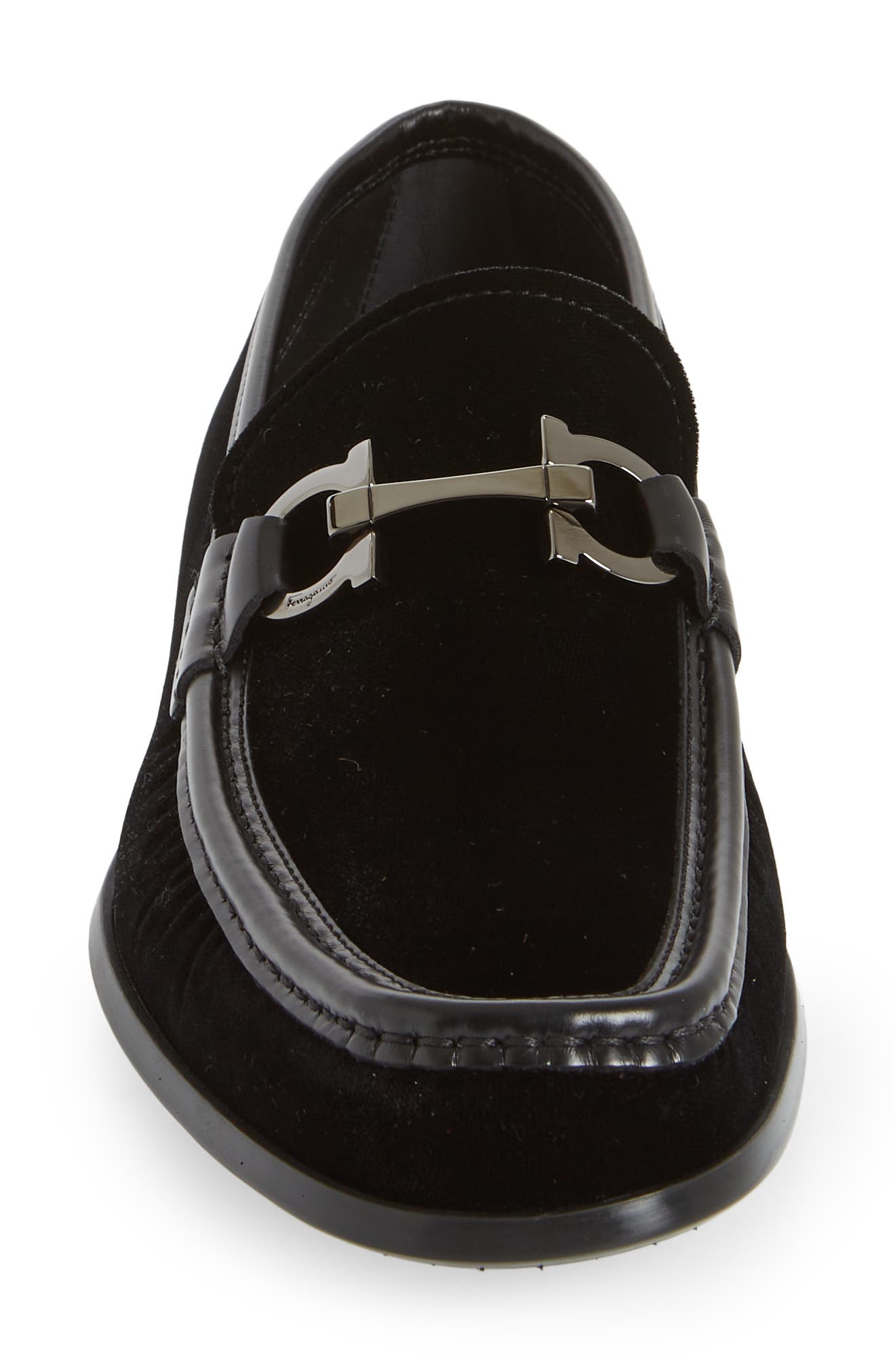Gandioso Black Suede Moccasin with Gancio Ornament, Alternate, color, BLACK SUEDE