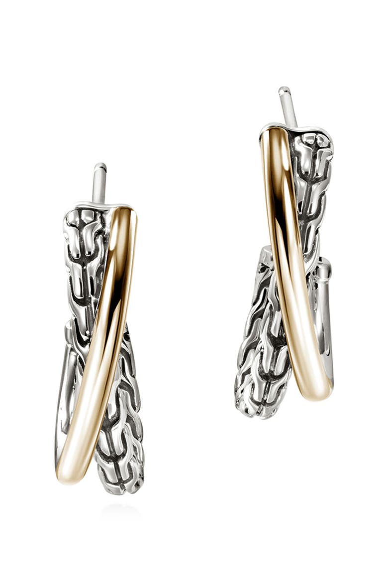 JH Essentials Crossover Earrings, 20.5mm, Alternate, color, SILVER/ GOLD