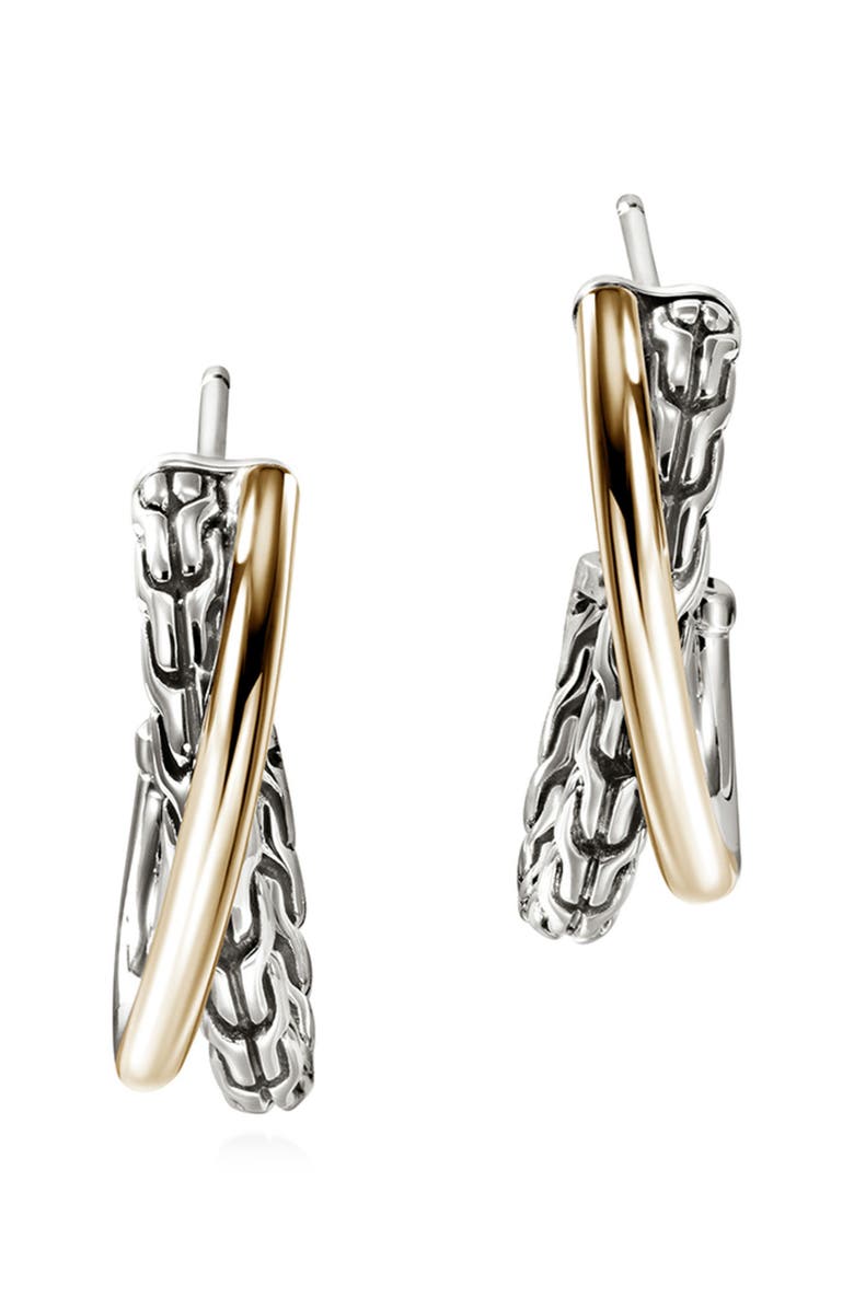 John Hardy JH Essentials Crossover Earrings, 20.5mm, Alternate, color, Silver/ Gold