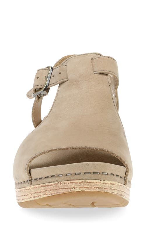 Dansko Laverne Ankle Strap Peep Toe Platform Sandal In Sand Milled Nubuck