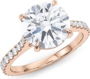 HauteCarat Round Brilliant Cut Pavé Lab Grown Diamond Ring