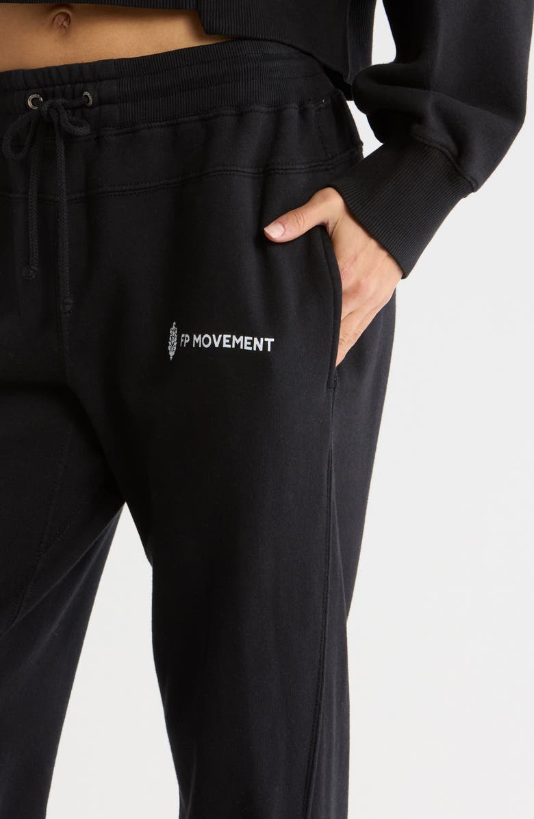 Free People FP Movement Undefeated Cotton Blend Hoodie & Jogger Set, Alternate, color, Black Combo