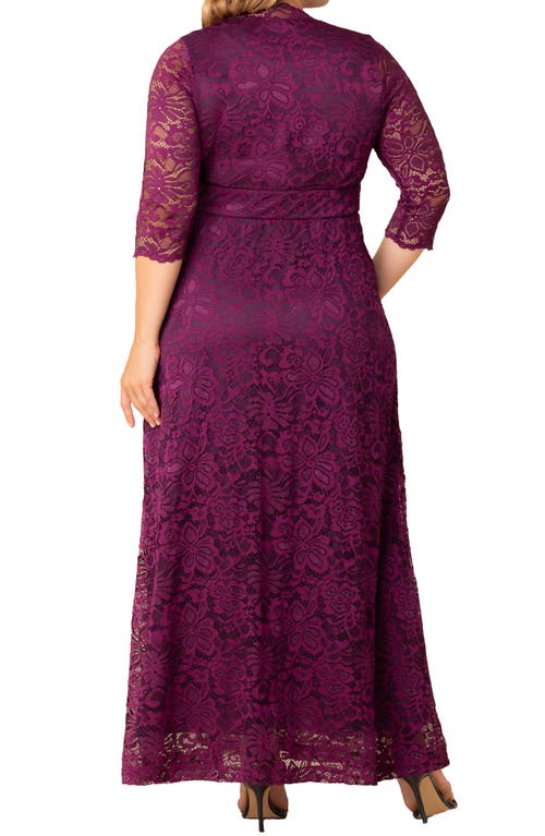 Kiyonna Maria Lace Evening Gown In Berry Bliss