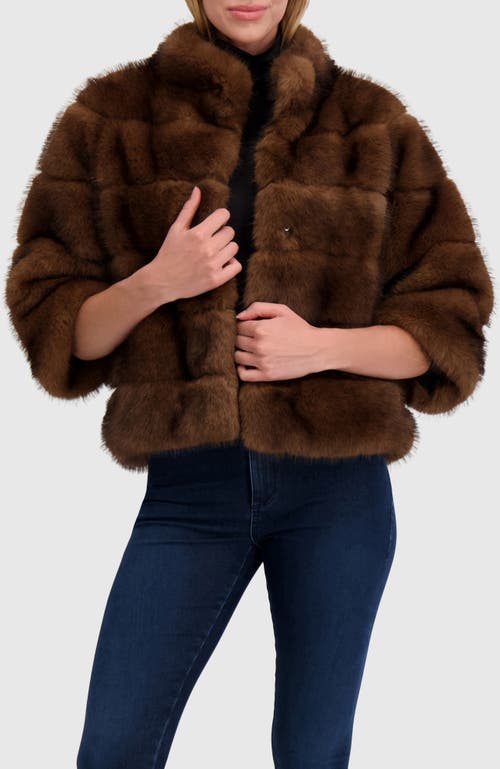 Lyla Grant Fur-free Sable (faux Fur) Jacket In Brown
