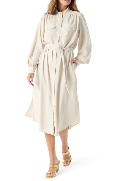 Lunara Belted Long Sleeve Shirtdress