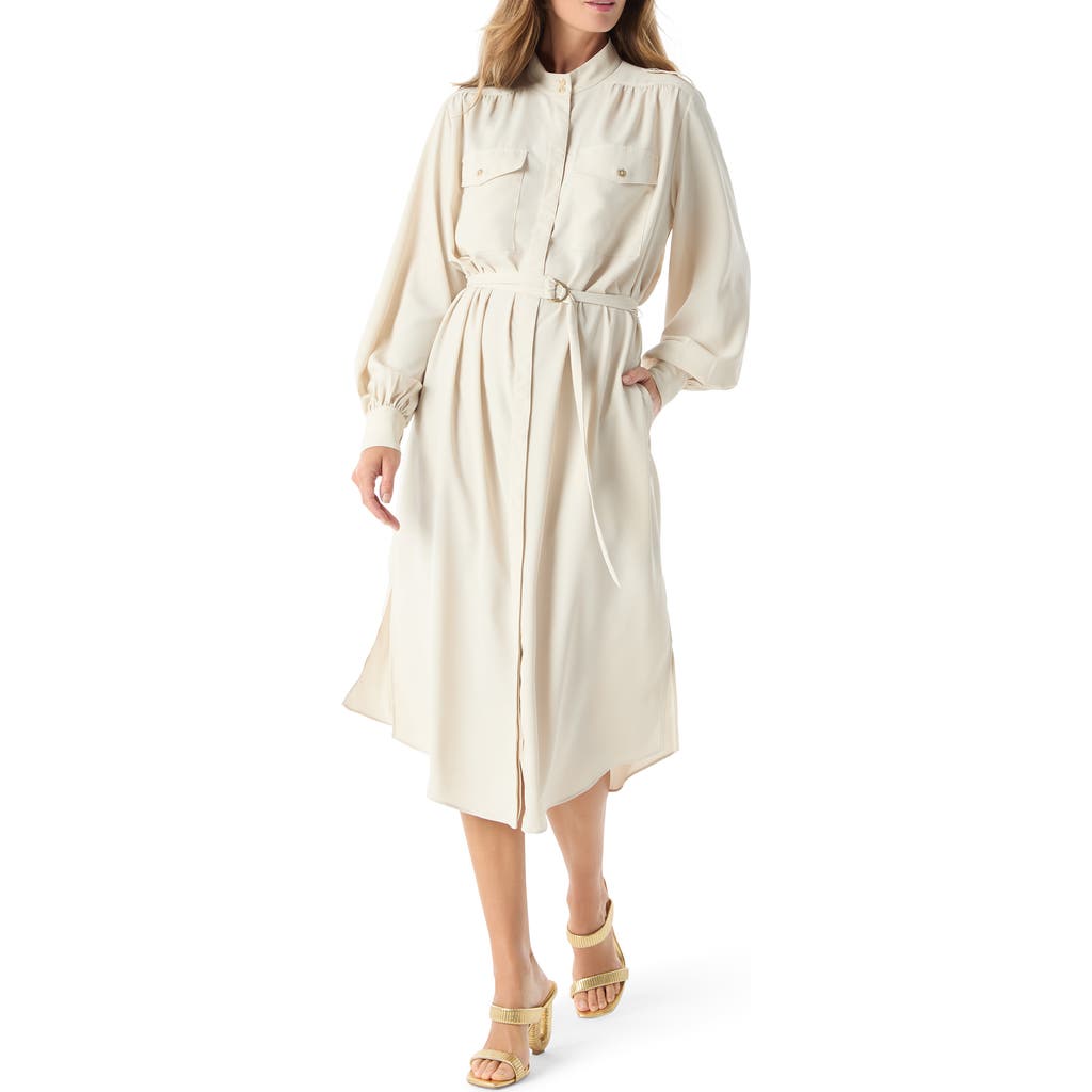 Do By Dee Ocleppo Lunara Belted Long Sleeve Shirtdress In Neutral