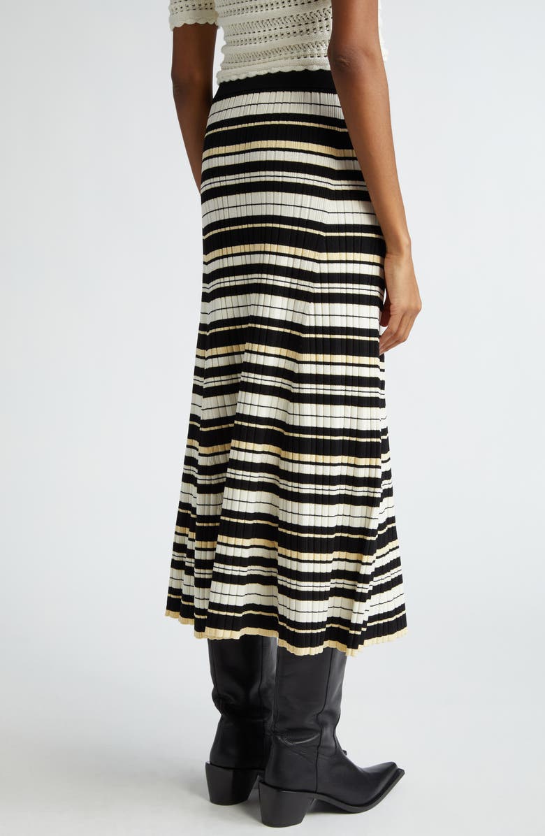 Ganni Futute Rib Stripe Midi Skirt, Alternate, color, Ivory Multicolour