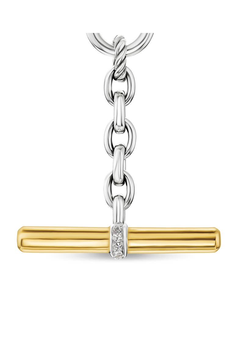 DY® Petite Toggle Chain Necklace in Sterling Silver & 18K Yellow Gold with Diamonds, 4.5mm, Alternate, color, DIAMOND
