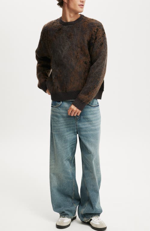 Cotton On Box Fit Fuzzy Crew Knit Sweater In Brown