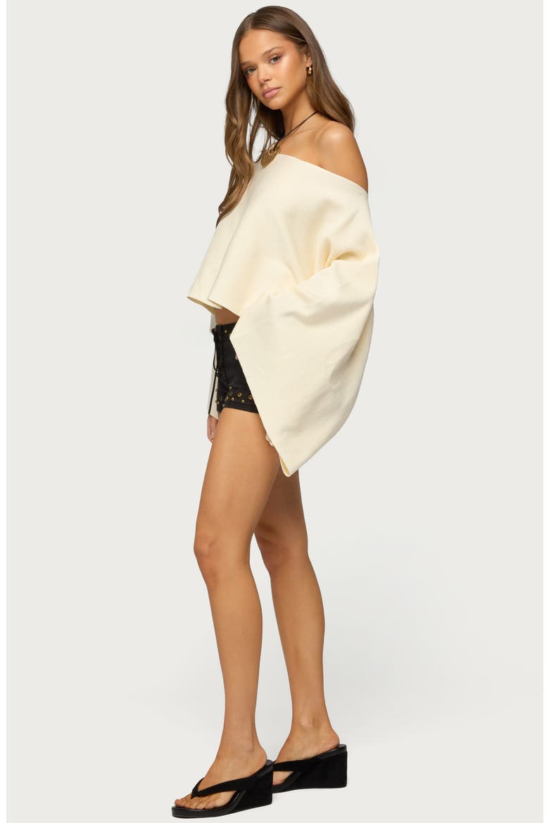 Sharla Off the Shoulder Poncho Top, Alternate, color, CREAM