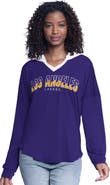 G-III 4HER BY CARL BANKS Women's G-III 4Her by Carl Banks Purple Los Angeles Lakers Bench Player Oversized Long Sleeve Hooded Top