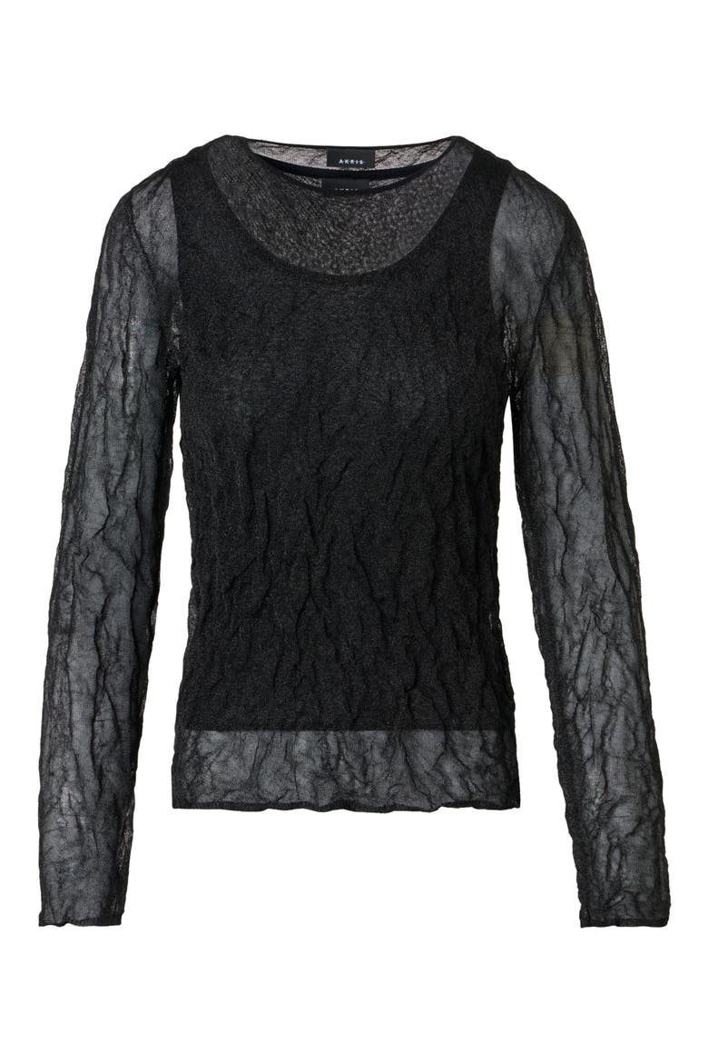 Crinkle Knit Sweater, Alternate, color, BLACK
