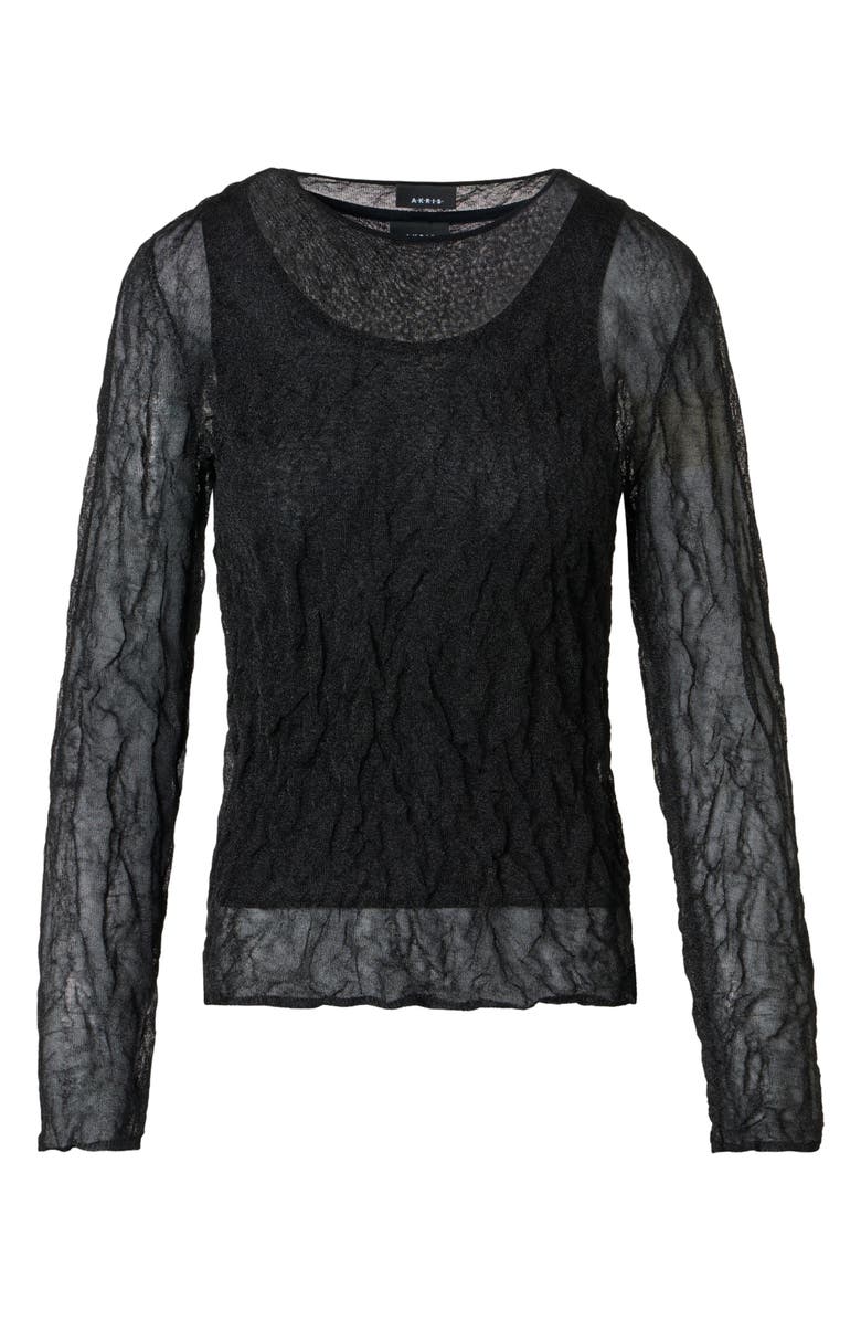 Akris Crinkle Knit Sweater, Alternate, color, Black