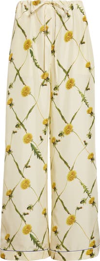 国内発 BURBERRY ダンデライオンシルクリラックスパジャマパンツ Burberry Dandelion Print Silk Pajama Pants | Nordstrom