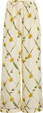 Burberry Dandelion Print Silk Pajama Pants