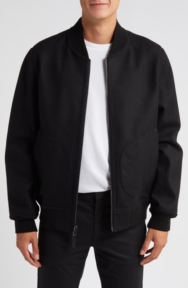 Emporio Armani Leather Bomber Jacket, Alternate, color, 