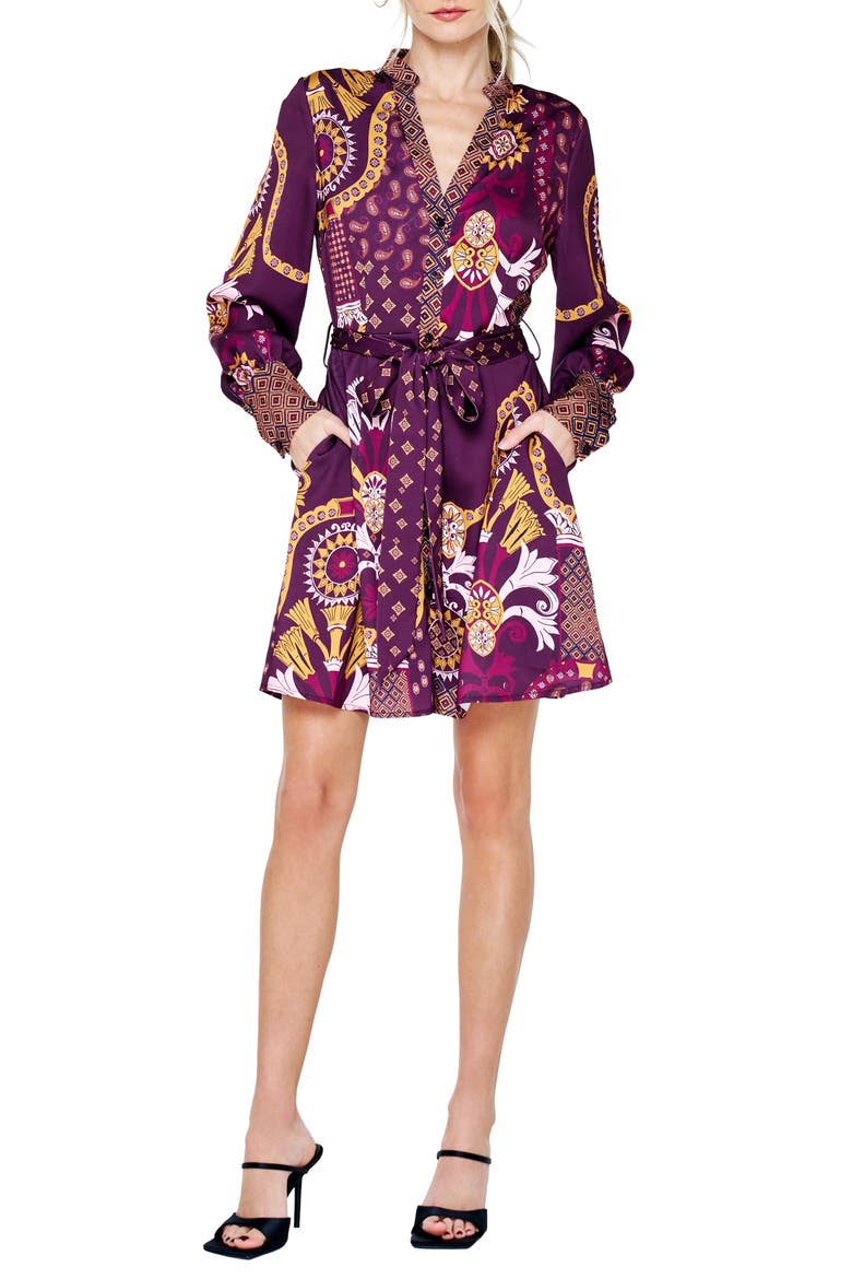 Antonella Print Long Sleeve Dress, Main, color, BERRY MULTI