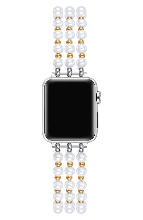 The Posh Tech Eve Beaded Faux Pearl Apple Watch® Watchband In Gold