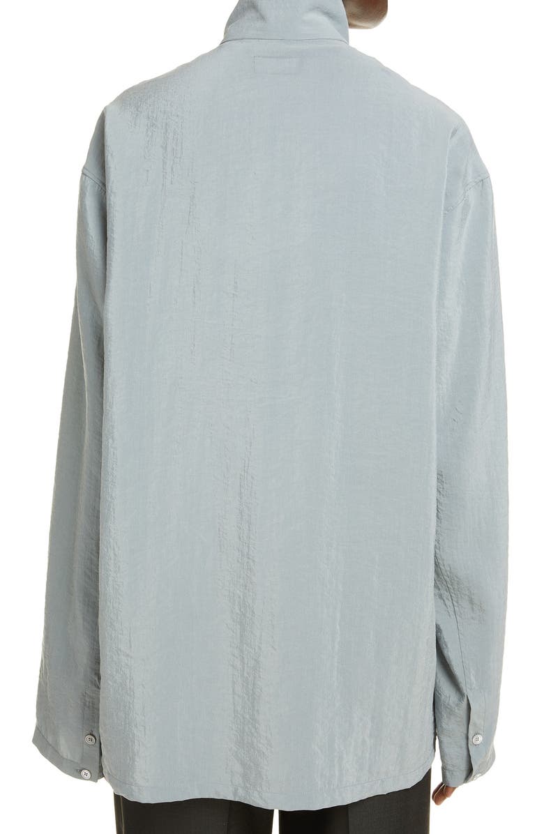 Lemaire Stand Collar Silk Blend Button-Up Shirt, Alternate, color, 
