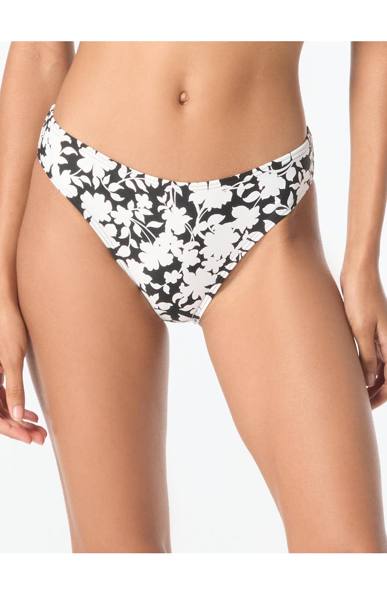 MICHAEL Michael Kors Monotone Floral Classic Bikini Swim Bottom, Main, color, Black