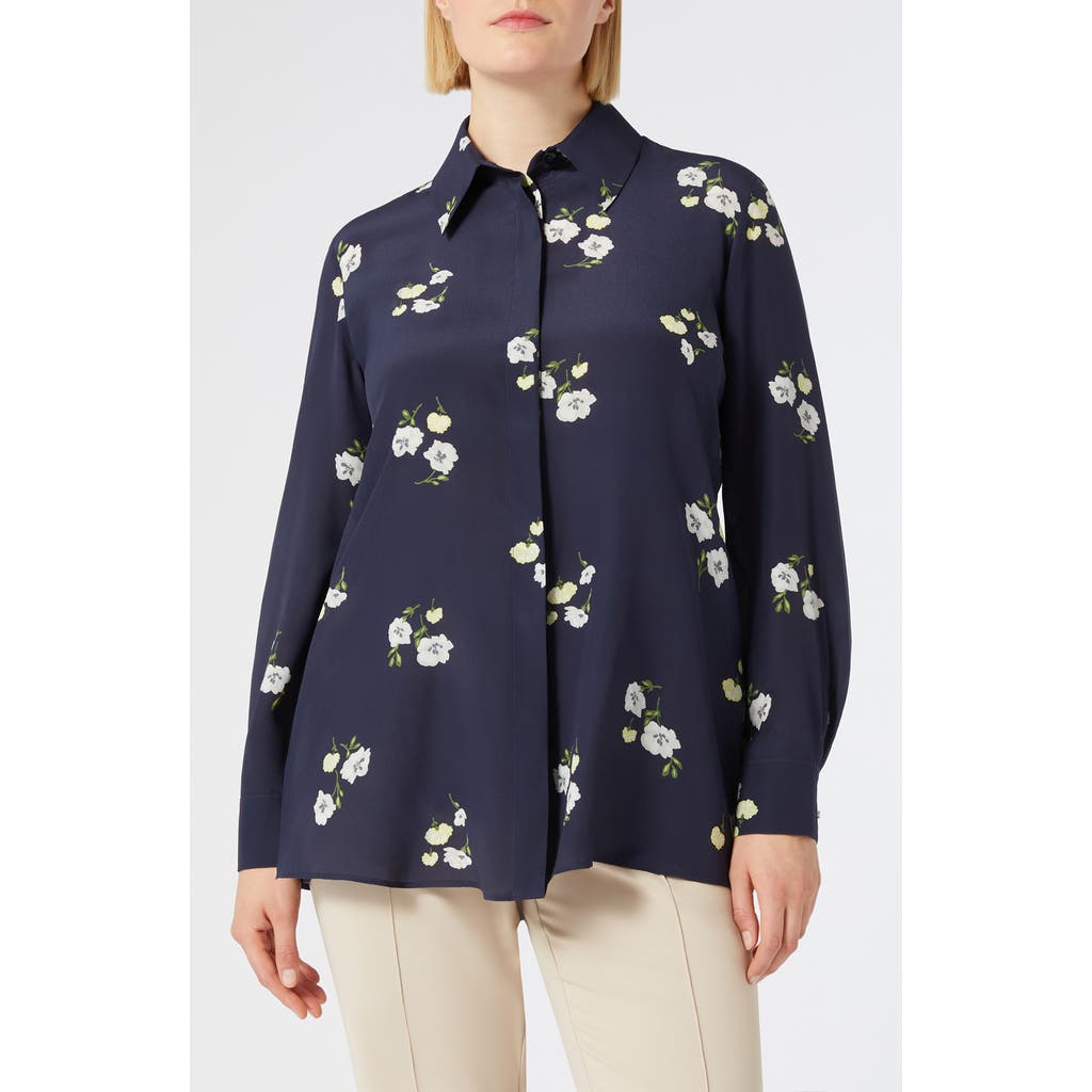 Marina Rinaldi Uscita Navile Silk Shirt In Blue
