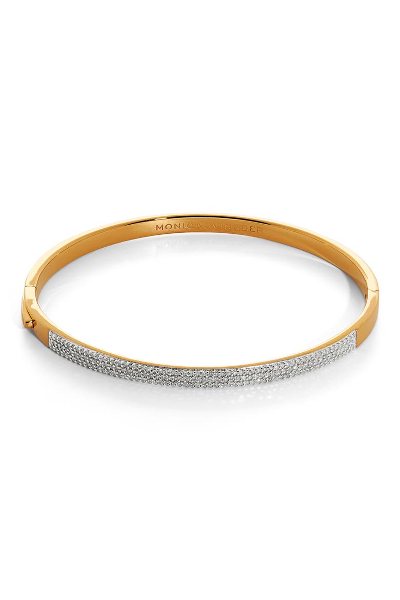 Essential Pavé Diamond Bangle, Main, color, 18CT GOLD VERMEIL ON SILVER