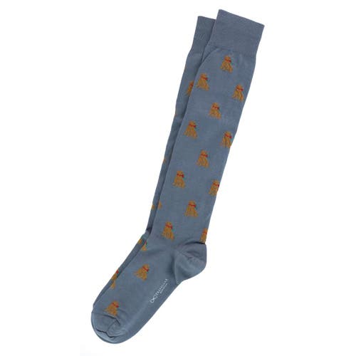 Trafalgar Chestnut The Winter Pup Over The Calf Mercerized Cotton Socks In Steel Grey