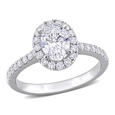1-1/2 CTW Lab-Grown Diamond Oval Halo Ring 14k