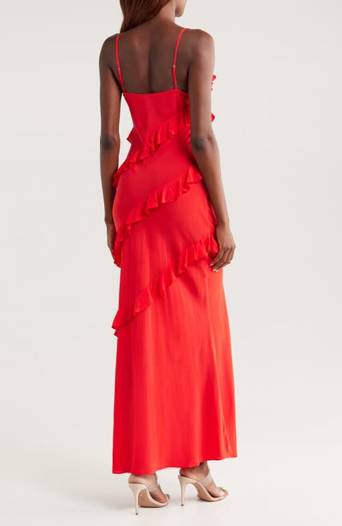 Shop Good American Bias Cut Ruffle Chiffon Slipdress In Grenadine003