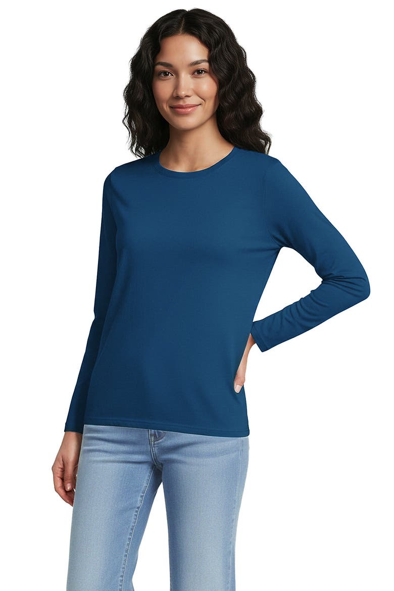 Relaxed Supima Cotton Long Sleeve Crew Neck T-Shirt, Alternate, color, Baltic Teal
