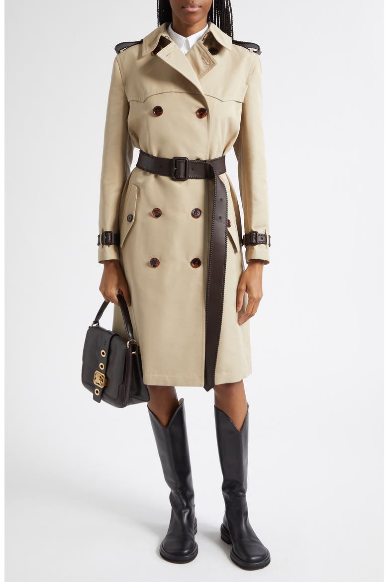 Foxfield Silk & Cotton Trench Coat, Alternate, color, OATMEAL BEIGE